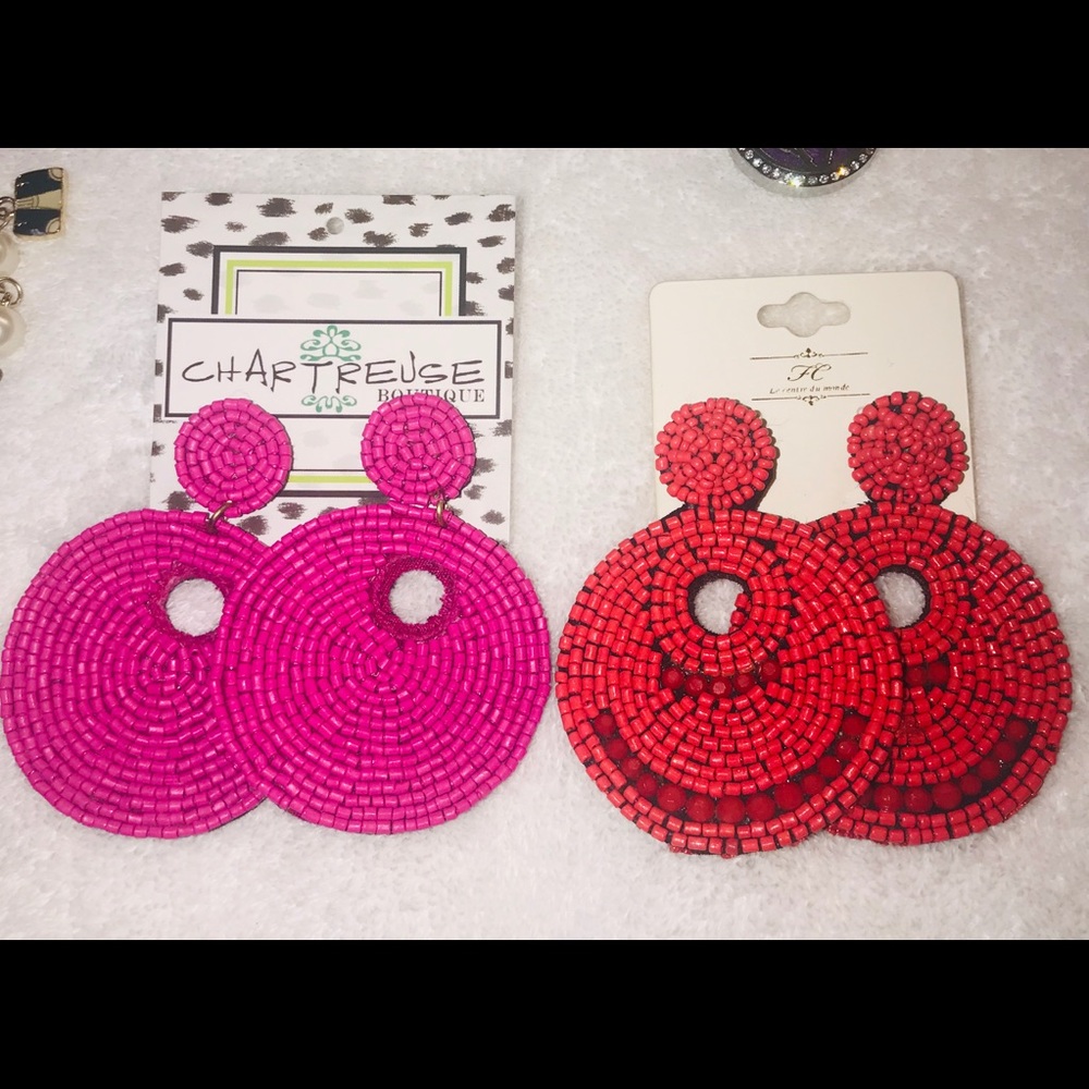 Hot pink earrings Brand new